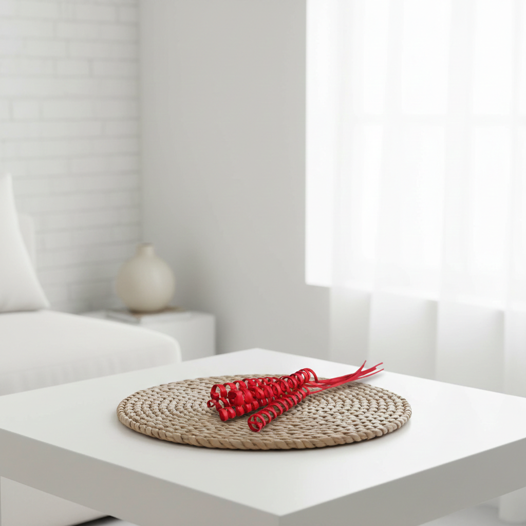 Přírodní dekorace Cane Spring Mini červená – spirálová dekorace z ratanu